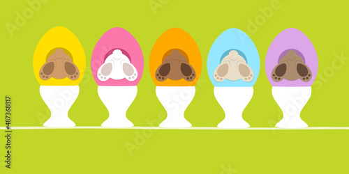 5 Osterhasen In Ei Eierbecher Hinten Grün