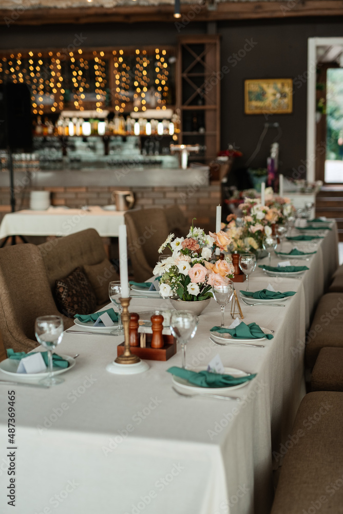 Banquet hall for weddings with decorative elements Banquet hall for weddings with decorative elements