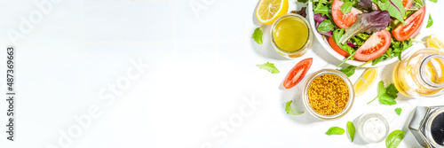 Fotografía Variety of homemade salad dressings