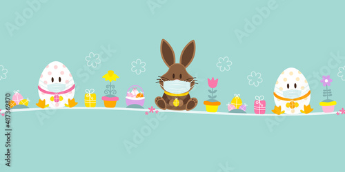 Osterhase & 2 Ostereier Maske Icons Türkis