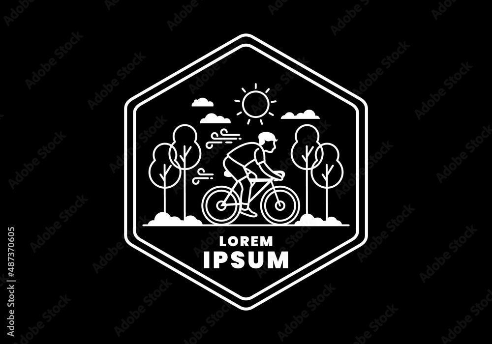 illustration badge of riding bicycle illustration badge of riding bicycle