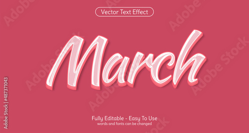Creative 3d text March editable style effect template