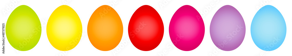 Obraz premium Banner 7 Ostereier Regenbogenfarben