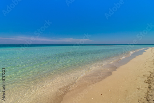 Beautiful shades of calm water of the Atlantic Ocean © lunarvogel