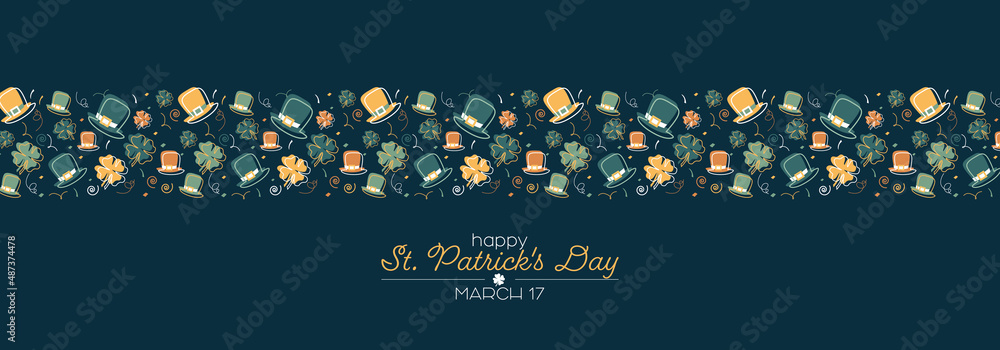 Happy St. Patrick's Day banner. - obrazy, fototapety, plakaty 