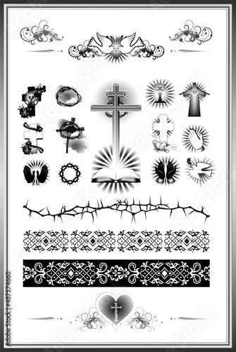 set vector images of religions simbol. icon black and white