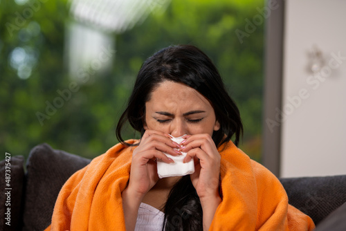 woman sitting at home in pandemic