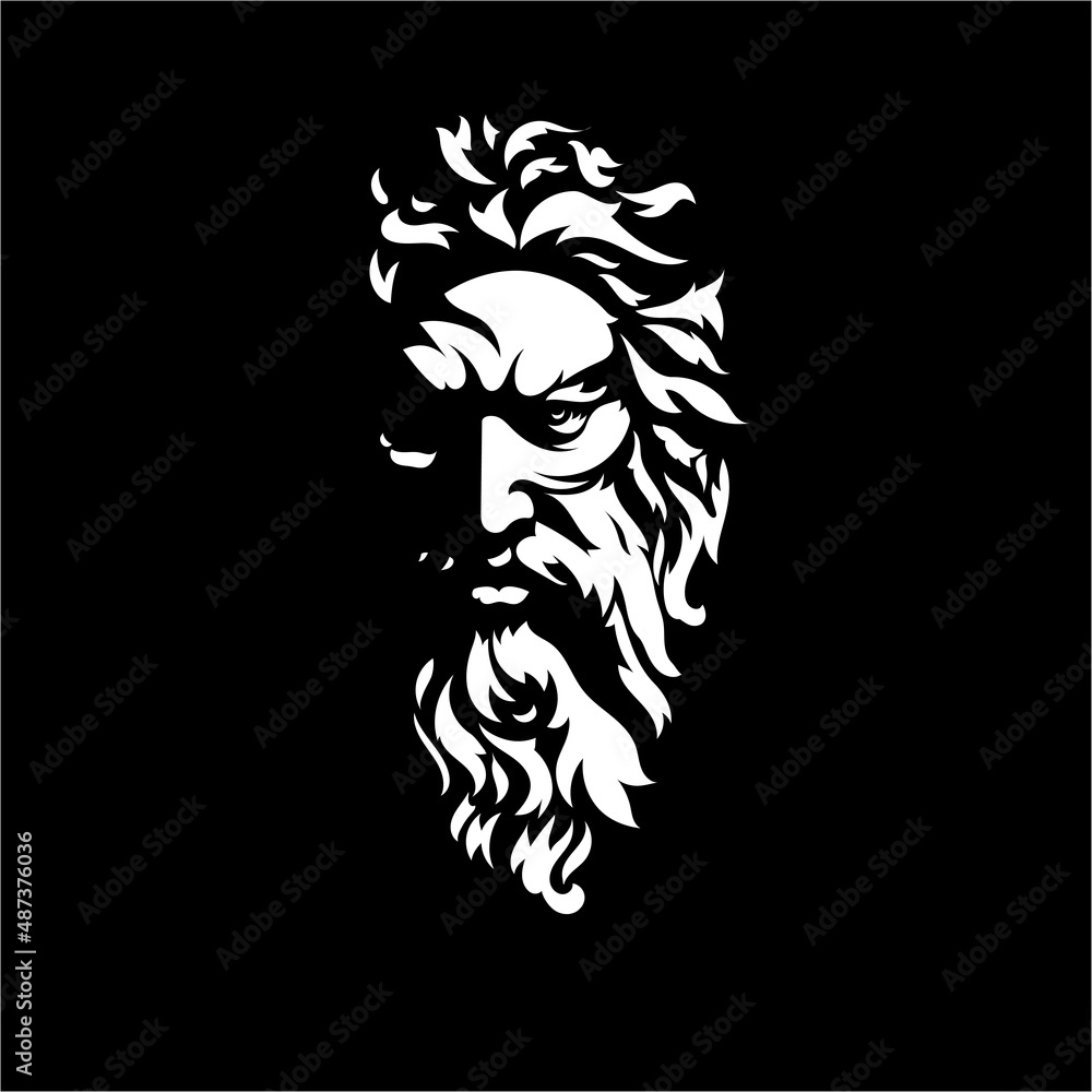 abstract Zeus Face Black and white vector