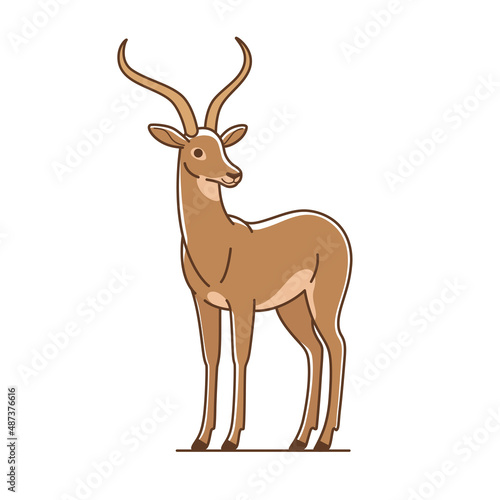 Cartoon antelope, cute character for children. Vector illustration in cartoon style for abc book, poster, postcard. Animal alphabet - letter A.