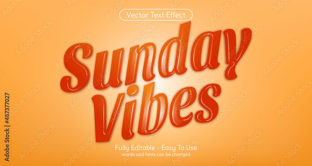 Creative 3d Text Sunday vibes editable text effect template