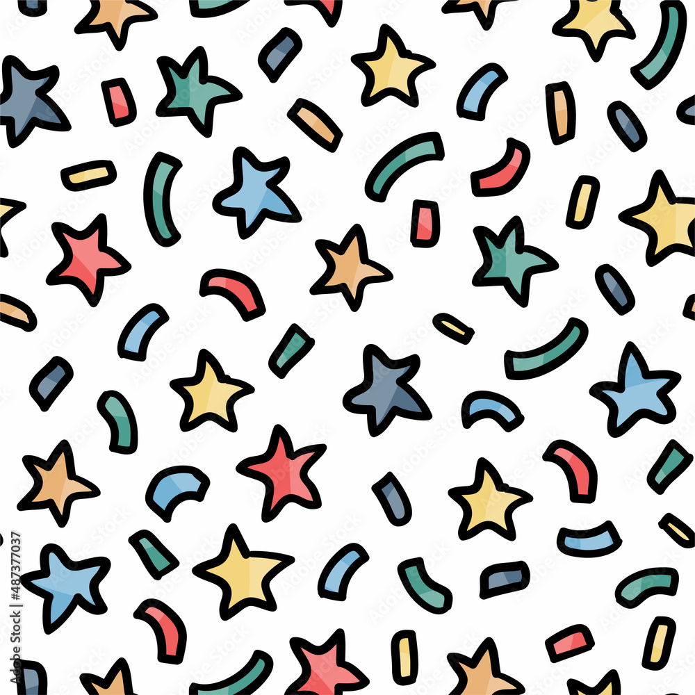 Confetti seamless pattern texture. Bright colorful birthday party