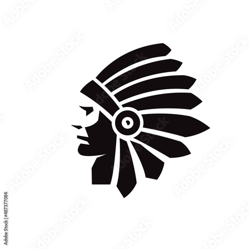 simple indian chief head silhouette vector