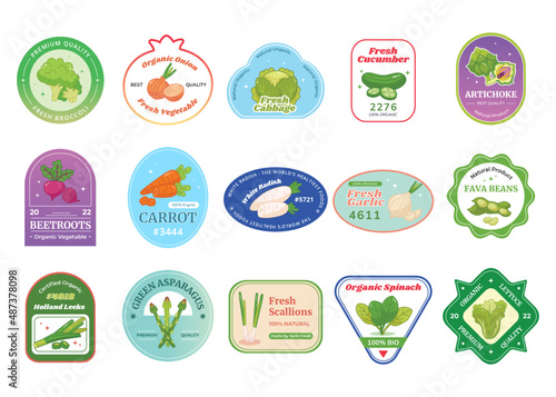 retro vegetable sticker label