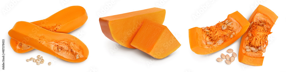 Fresh orange pumpkin isolated on white background with clipping path and full depth of field. Set or collection Fresh orange pumpkin isolated on white background with clipping path and full depth of field. Set or collection