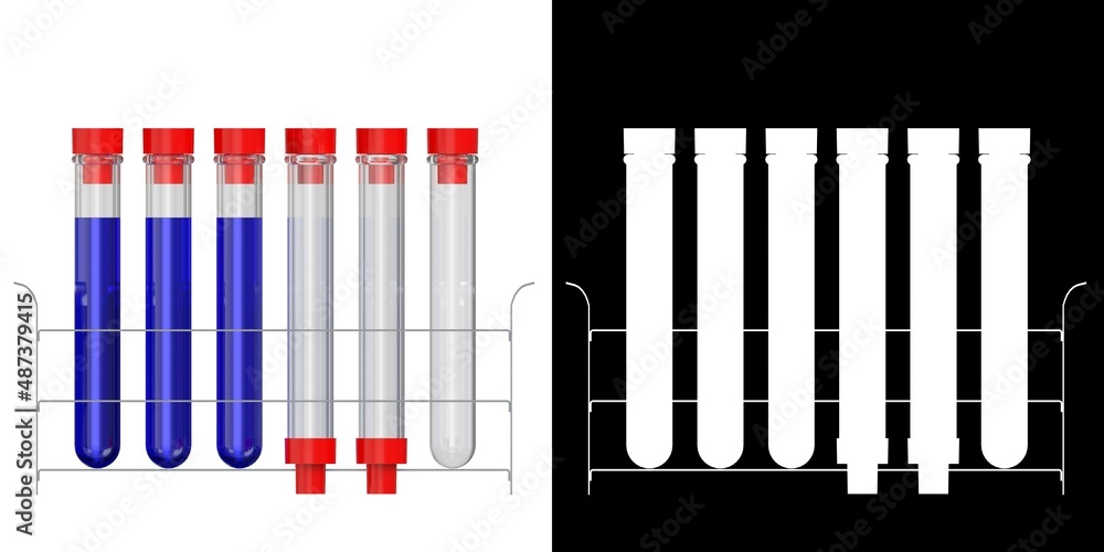 3D rendering illustration of a test tubes rack 3D rendering illustration of a test tubes rack