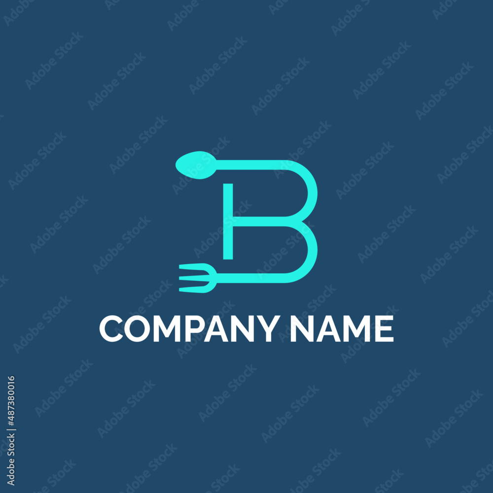 Modern Letter B Spoon and Fork Logo Design. Vector art Illustration Modern Letter B Spoon and Fork Logo Design. Vector art Illustration