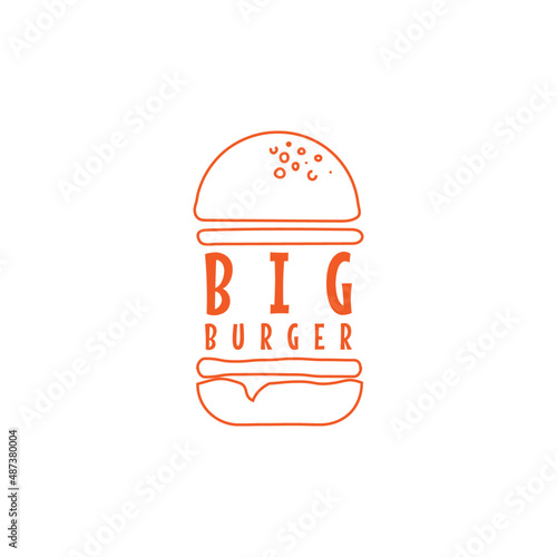 Minimalist Burger factory logo. Big burger and letters. vector art illustration