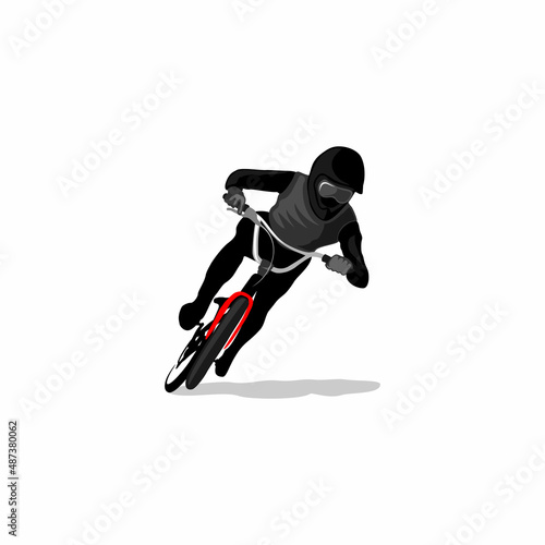 Silhouette of a cyclist. Cycling racer taking part in the race