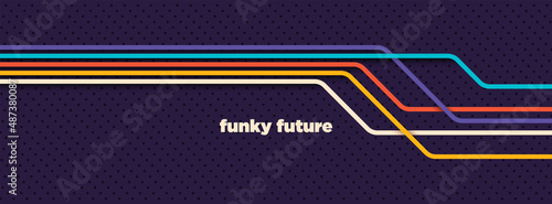 Simple abstract technology background design in retro style with stripes. Vector illustration.	