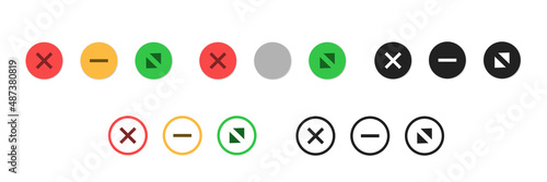 Multicolor web buttons. Maximize and minimize round buttons . Vector isolated window browser icon. Close window, colorful symbol. photo