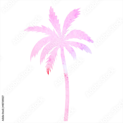 palm tree watercolor silhouette, isolated vector
