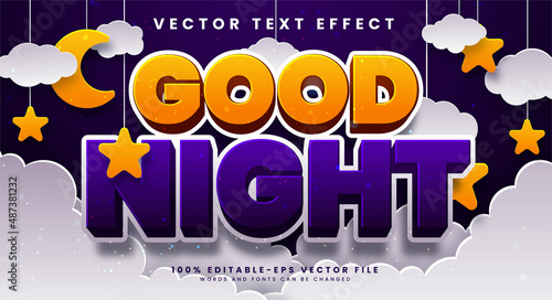 Good night editable text style effect with paper cut style.