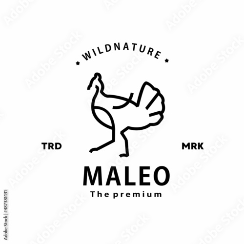 vintage retro hipster maleo logo vector outline monoline art icon photo