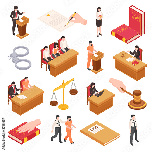 Law And Justice Isometric Set