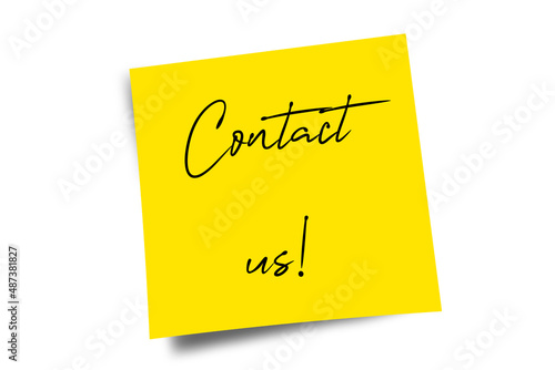  Handwritten messages on sticky notes. Contact us!