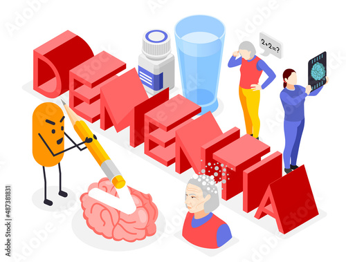 Dementia Symptoms Isometric Composition