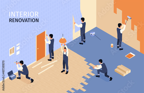 Interior Renovation Isometric Background