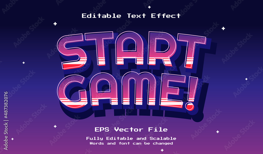 Start Game 3D editable text effect