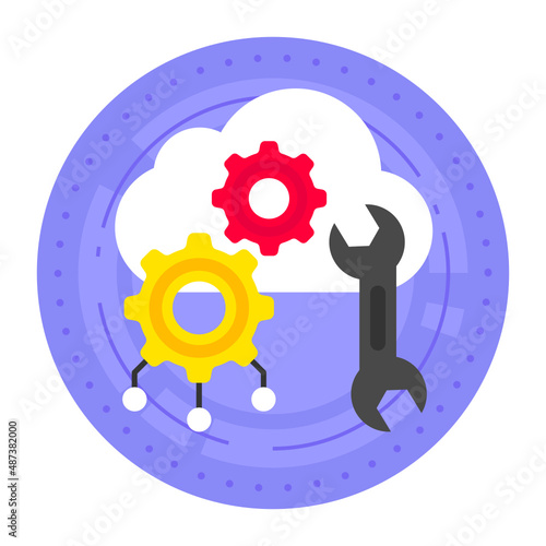 configuration management Concept, Remote Data Settings Vector Icon Design, Cloud Processing Symbol, Computing Services Sign, Web Services and Data Center stock illustration