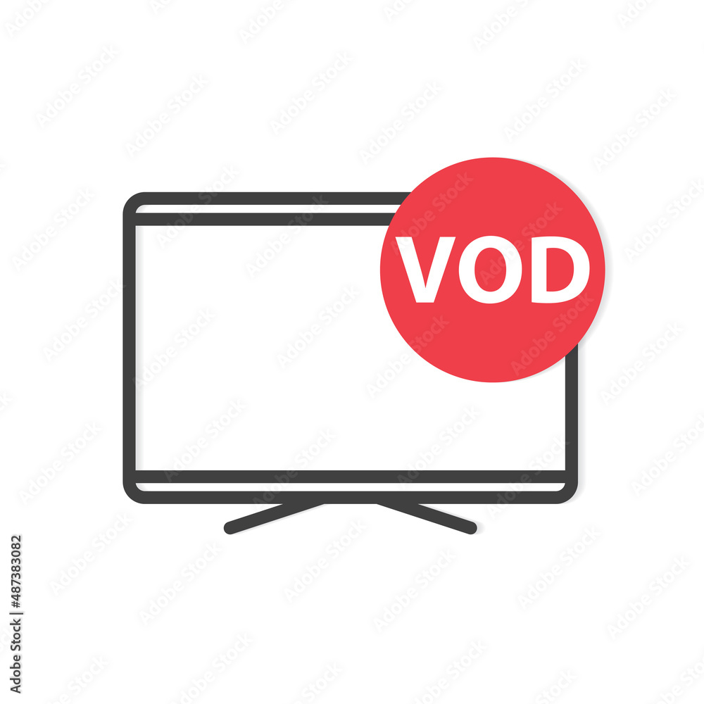 tv icon and VOD (Video On Demand) acronym