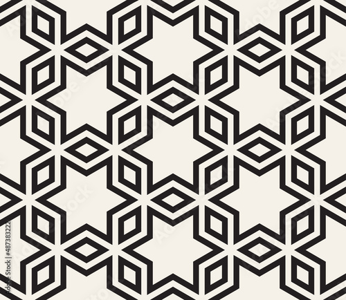 Vector seamless pattern. Repeating abstract geometric elements. Stylish monochrome background design.