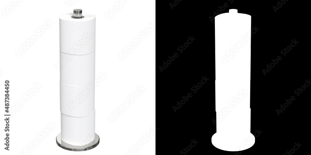 3D rendering illustration of a toilet paper rolls holder 3D rendering illustration of a toilet paper rolls holder