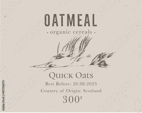 Set of customizable oatmeal labels of Natural healthy food. Cereal oat products packaging templates. Contemporary design for Cosmetics, Pharmacy, bakery