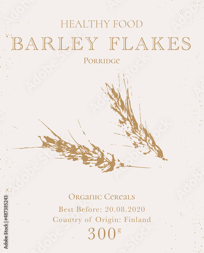 Set of customizable oatmeal labels of Natural healthy food. Cereal oat products packaging templates. Contemporary design for Cosmetics, Pharmacy, bakery