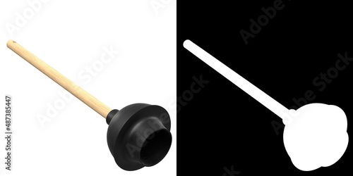 3D rendering illustration of a toilet plunger photo