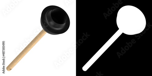 3D rendering illustration of a toilet plunger photo