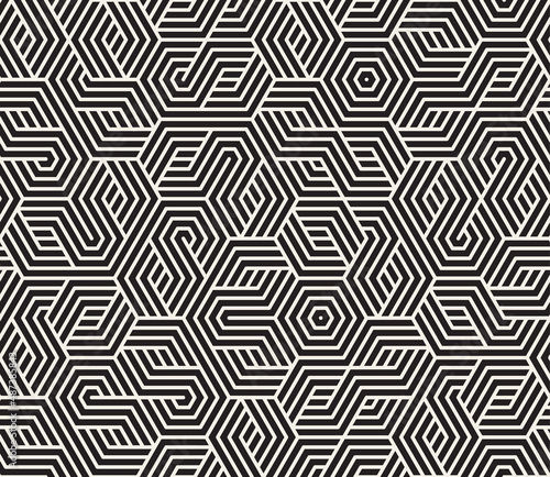 Vector seamless pattern. Repeating abstract geometric elements. Stylish monochrome background design.