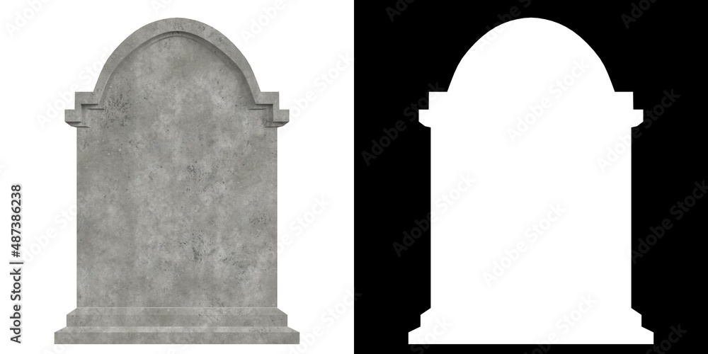 3D rendering illustration of a tombstone - obrazy, fototapety, plakaty 