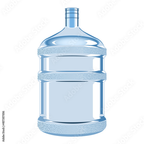 plastic water bottle for cooler realistic white background