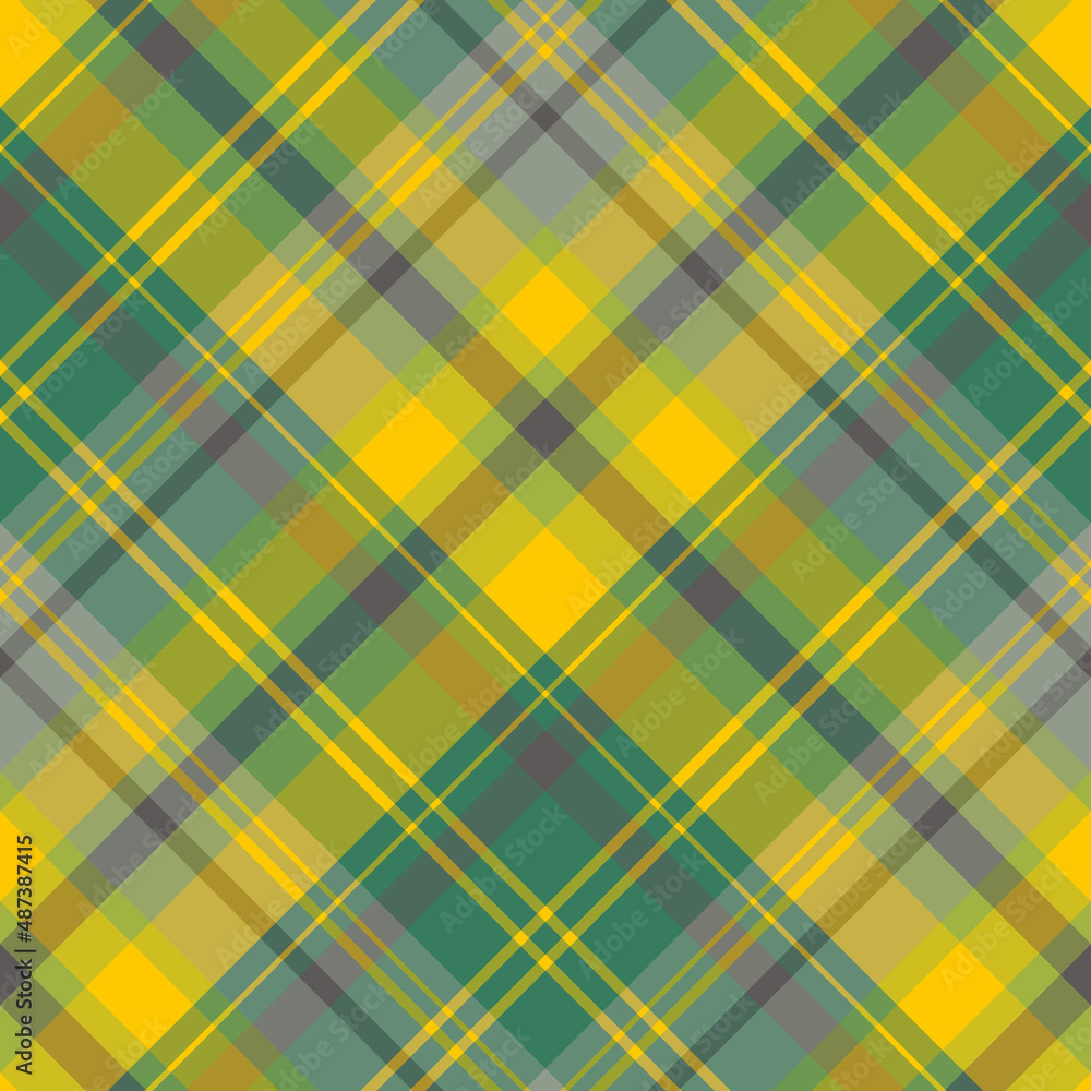 Seamless pattern in gray, green and yellow colors for plaid, fabric, textile, clothes, tablecloth and other things. Vector image. 2