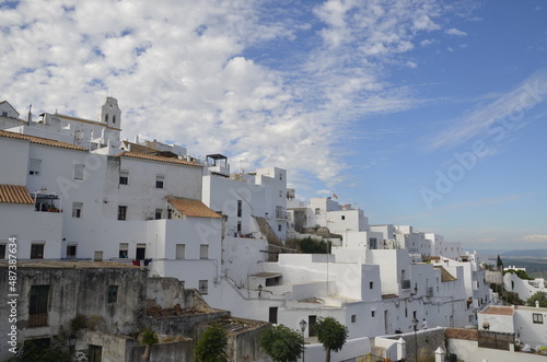 White town houses from above with amazing sky