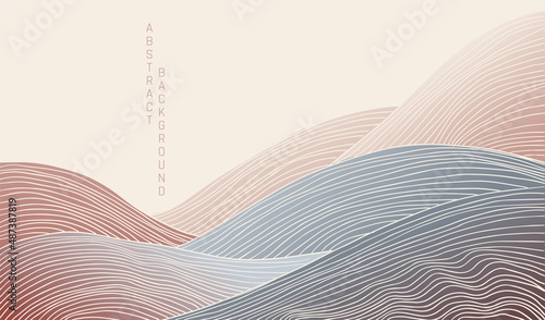 abstract japanese landscape on light background with gradient	