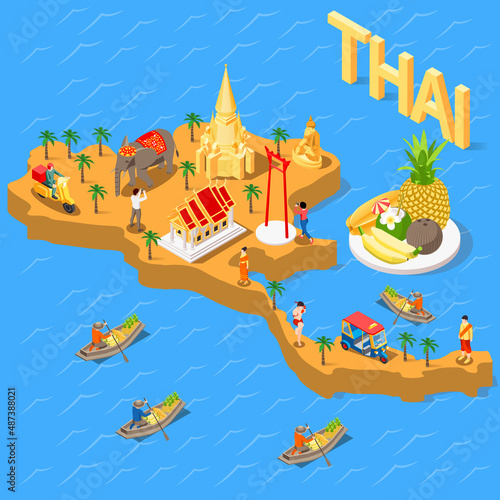 Thai Border Isometric Composition