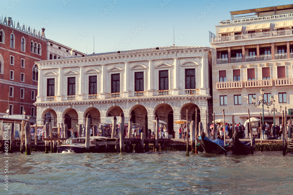area in Venice with people and architecture