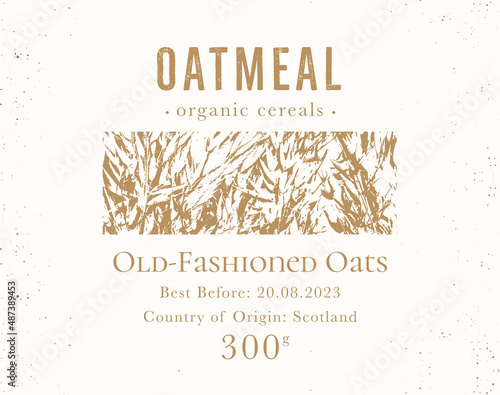Set of customizable oatmeal labels of Natural healthy food. Cereal oat products packaging templates. Contemporary design for Cosmetics, Pharmacy, bakery