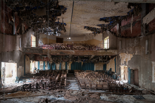 February 2022, old half-ruined theater of an abandoned asylum, in Italy